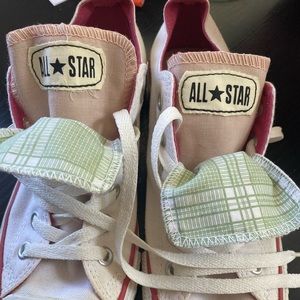 Converse All Star Double Tongue Shoes White Pink Women Size 8.5